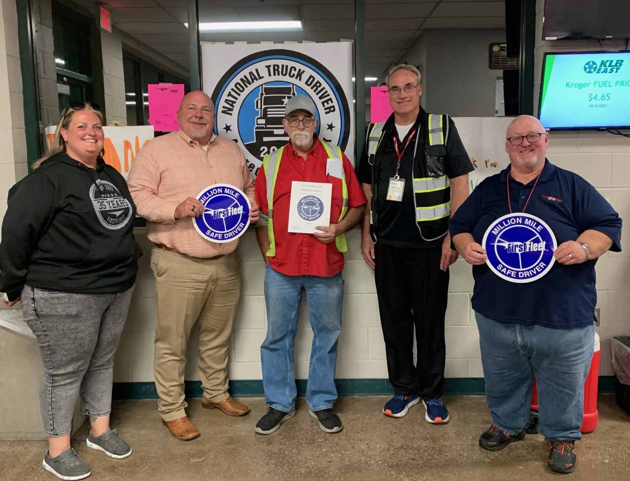 Group of drivers being recognized for reaching 1 million safe miles